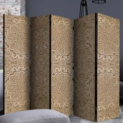 Paravent mit Ornament Muster in Beige - Ratrongo^Wohnen Clearance