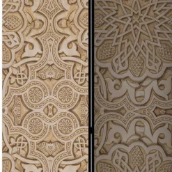 Paravent mit Ornament Muster in Beige - Ratrongo^Wohnen Clearance