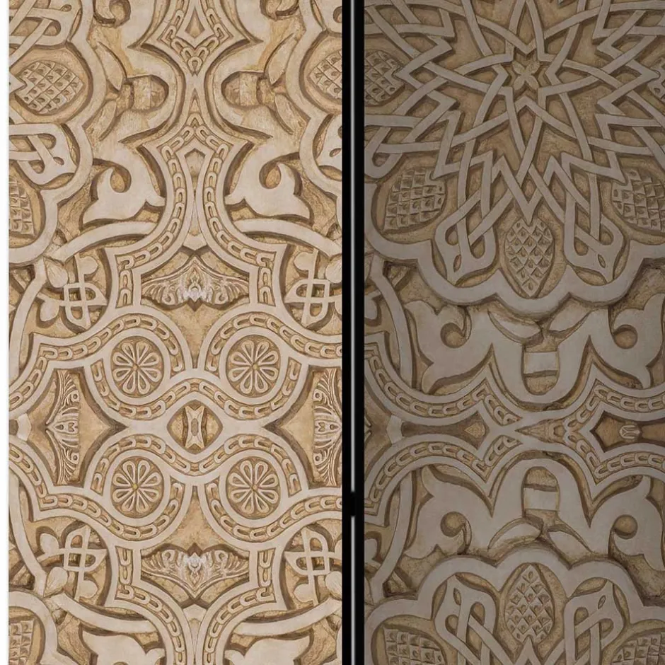 Paravent mit Ornament Muster in Beige - Ratrongo^Wohnen Clearance