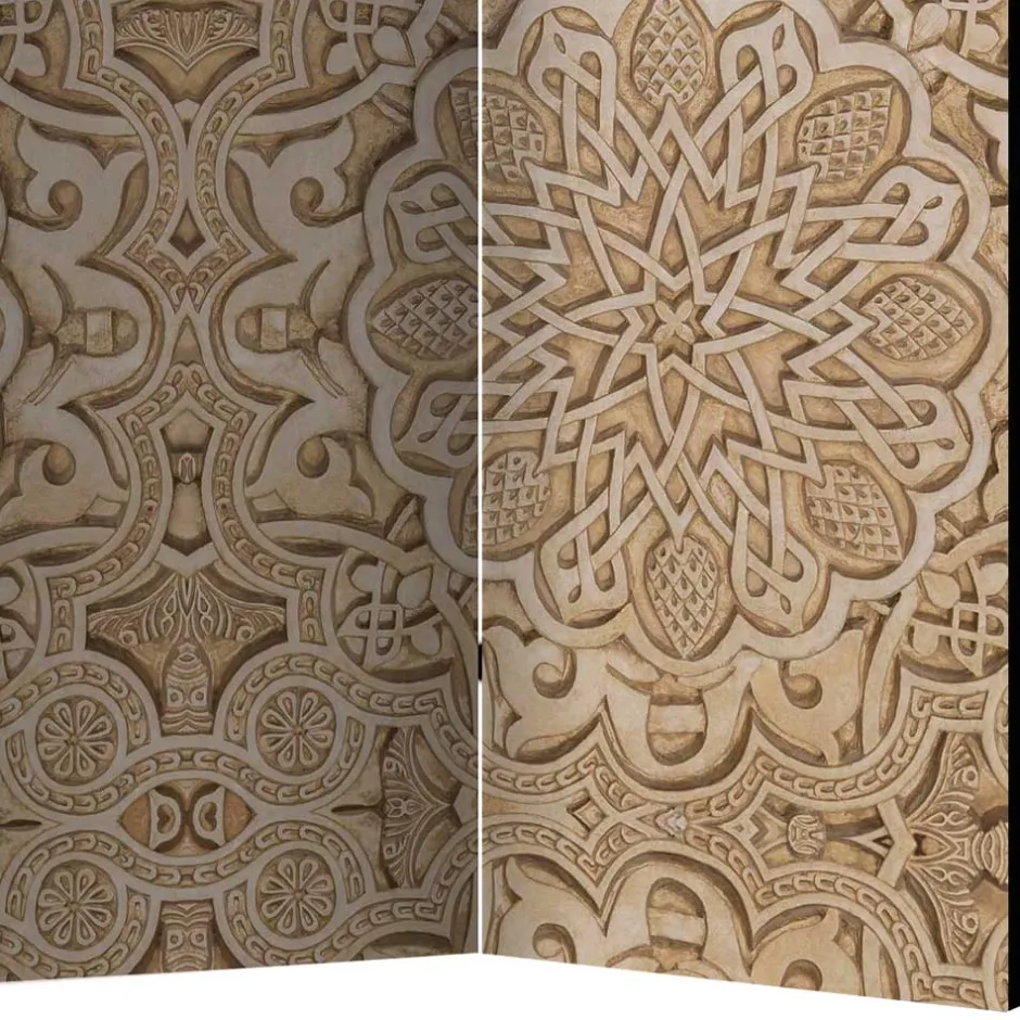 Paravent mit Ornament Muster in Beige - Ratrongo^Wohnen Clearance