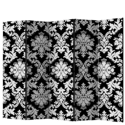 Wohnen Paravent mit Ornament Muster in Schwarz Weiß - Metallin