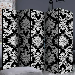 Wohnen Paravent mit Ornament Muster in Schwarz Weiß - Metallin