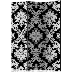 Wohnen Paravent mit Ornament Muster in Schwarz Weiß - Metallin