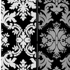 Wohnen Paravent mit Ornament Muster in Schwarz Weiß - Metallin