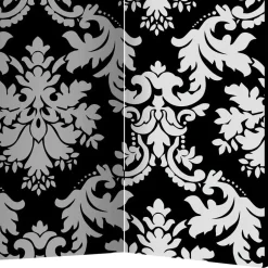 Wohnen Paravent mit Ornament Muster in Schwarz Weiß - Metallin