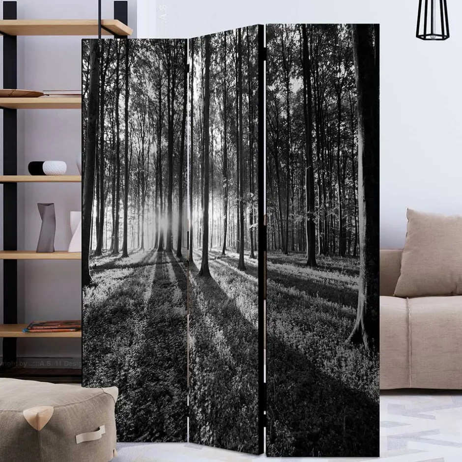 Paravent mit Schwarz-Weiss Druck Wald - Norte^Wohnen Sale