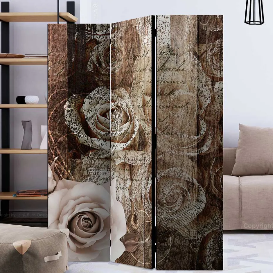 Paravent mit Vintage Rosen Motiv - Lavaco^Wohnen Sale
