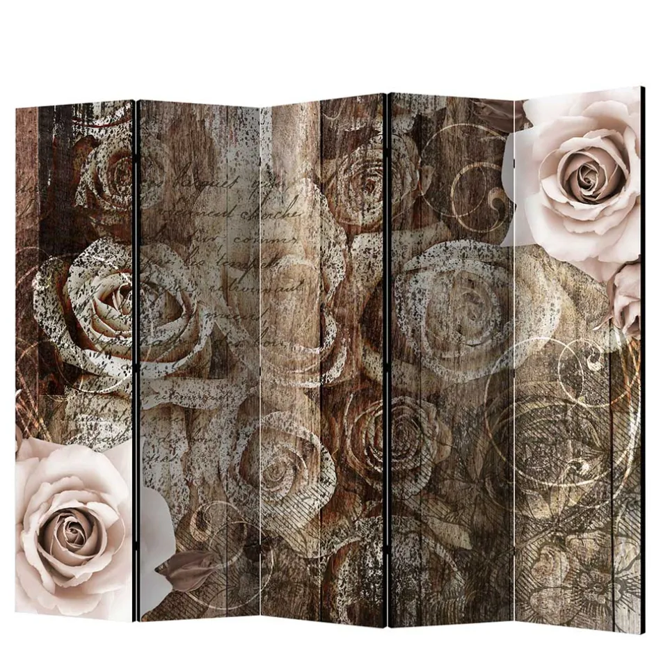 Paravent mit Vintage Rosen Motiv - Lavaco^Wohnen Sale