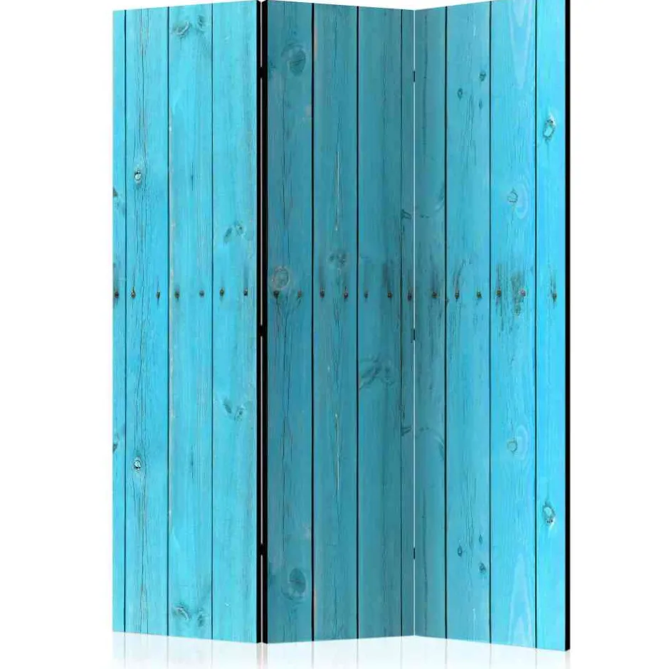Paravent Raumtrenner Blaue Holzwand - Lomerio^Wohnen Clearance