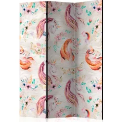 Kinder Wohnen Pastellfarben Paravent mit Einhorn Köpfen Kunstmotiv - Manca