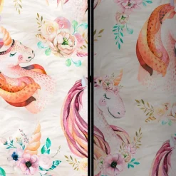 Kinder Wohnen Pastellfarben Paravent mit Einhorn Köpfen Kunstmotiv - Manca