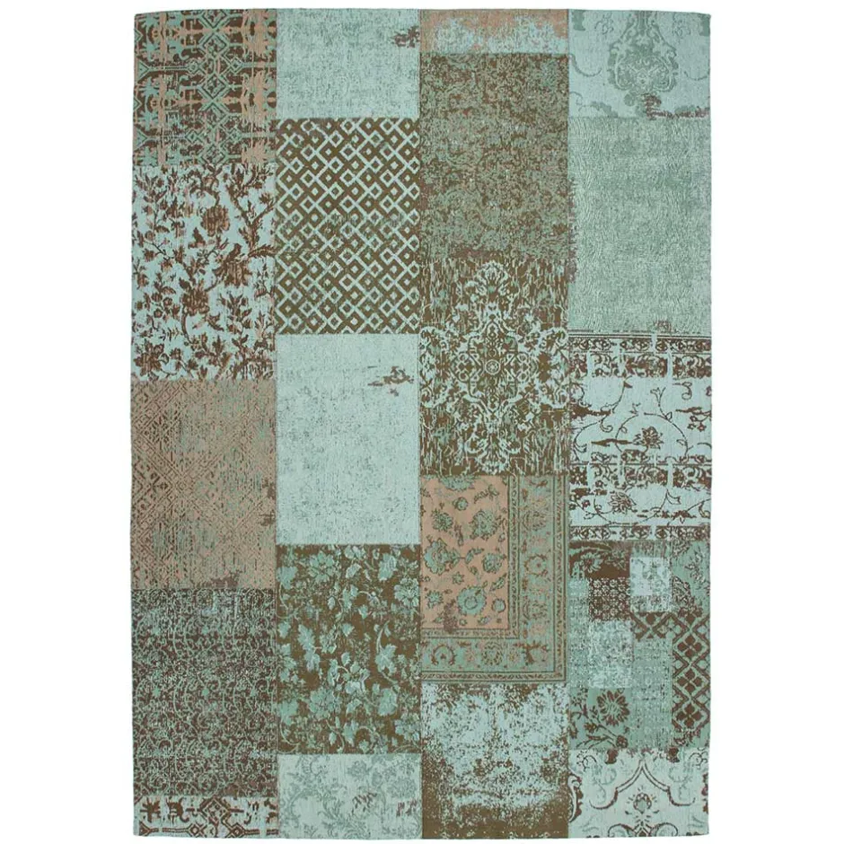 Wohnen Patchwork Muster Teppich in Türkis Taupe - Westwald