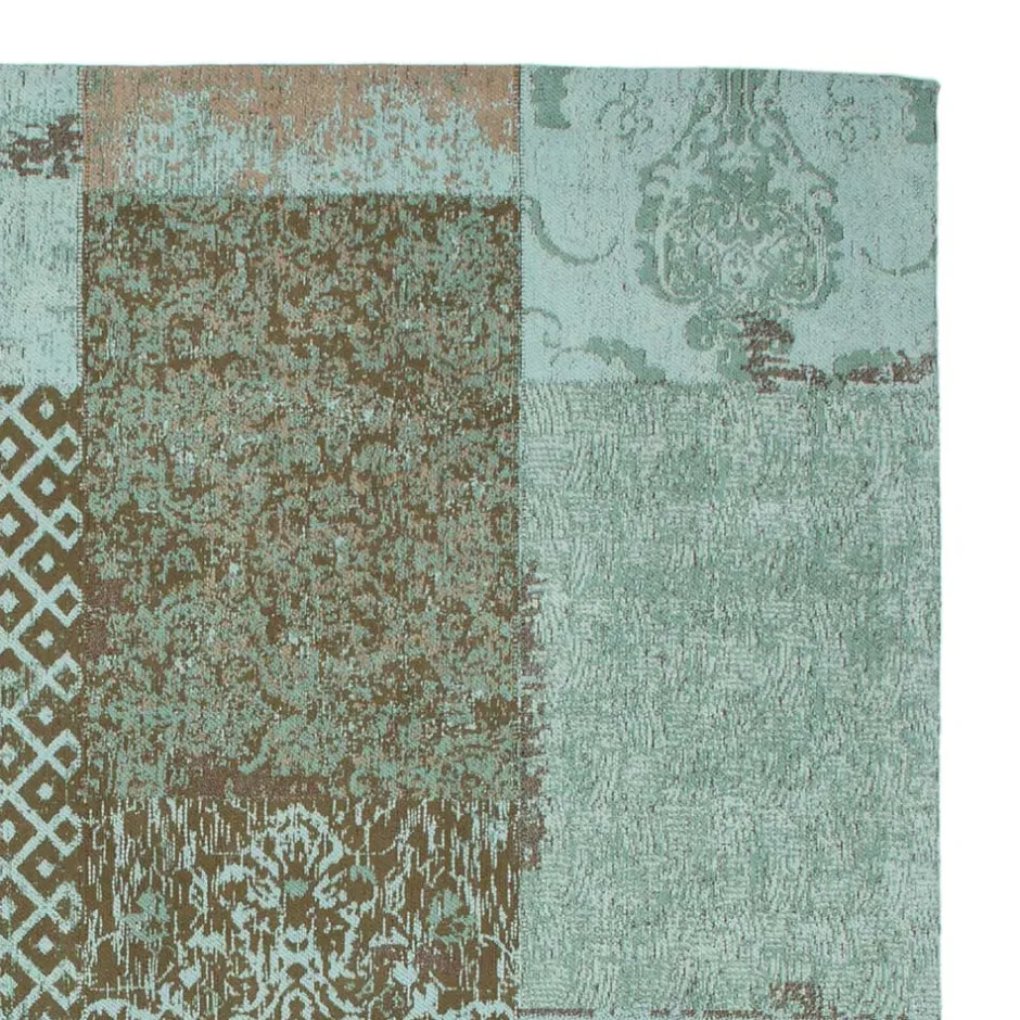 Wohnen Patchwork Muster Teppich in Türkis Taupe - Westwald