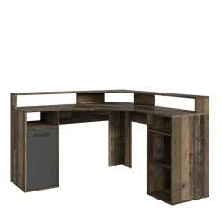 Wohnen PC Eckschreibtisch in Altholz Optik - Asalion