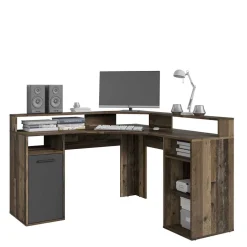 Wohnen PC Eckschreibtisch in Altholz Optik - Asalion
