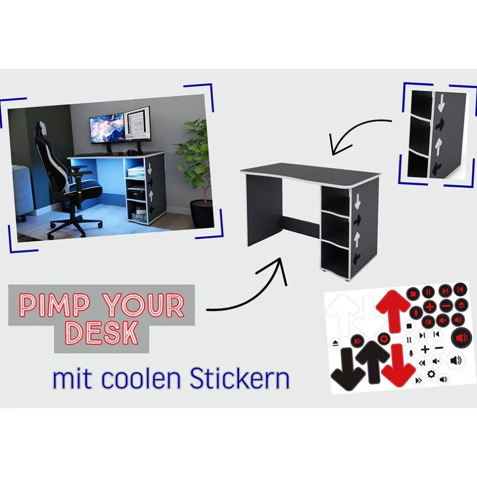 PC Schreibtisch in Anthrazit mit Weiß - Venatio^Wohnen Outlet