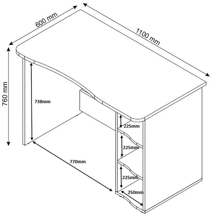 PC Schreibtisch in Anthrazit mit Weiß - Venatio^Wohnen Outlet