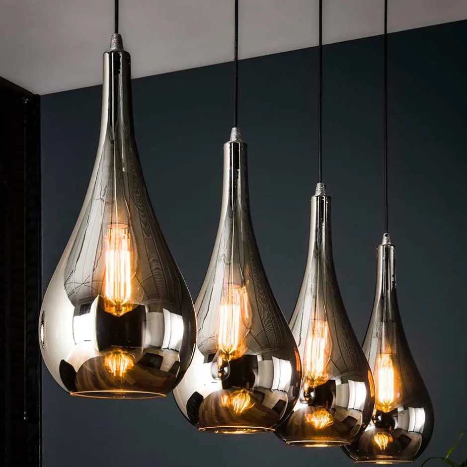 Wohnen Pendelleuchte mit Glasschirmen im Tropfen Design - Zirus