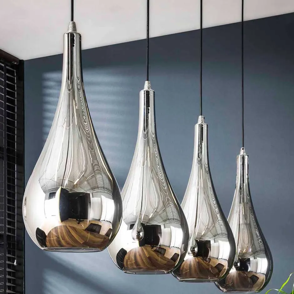 Wohnen Pendelleuchte mit Glasschirmen im Tropfen Design - Zirus