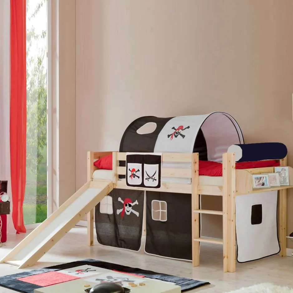 Kinder Wohnen Piraten Hochbett Nalisha mit Rutsche