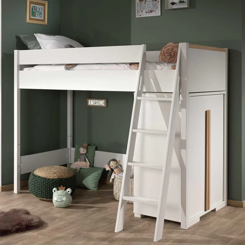 Kinder Wohnen Platzsparendes Hochbett mit Schrank - Rupicon (zweiteilig)