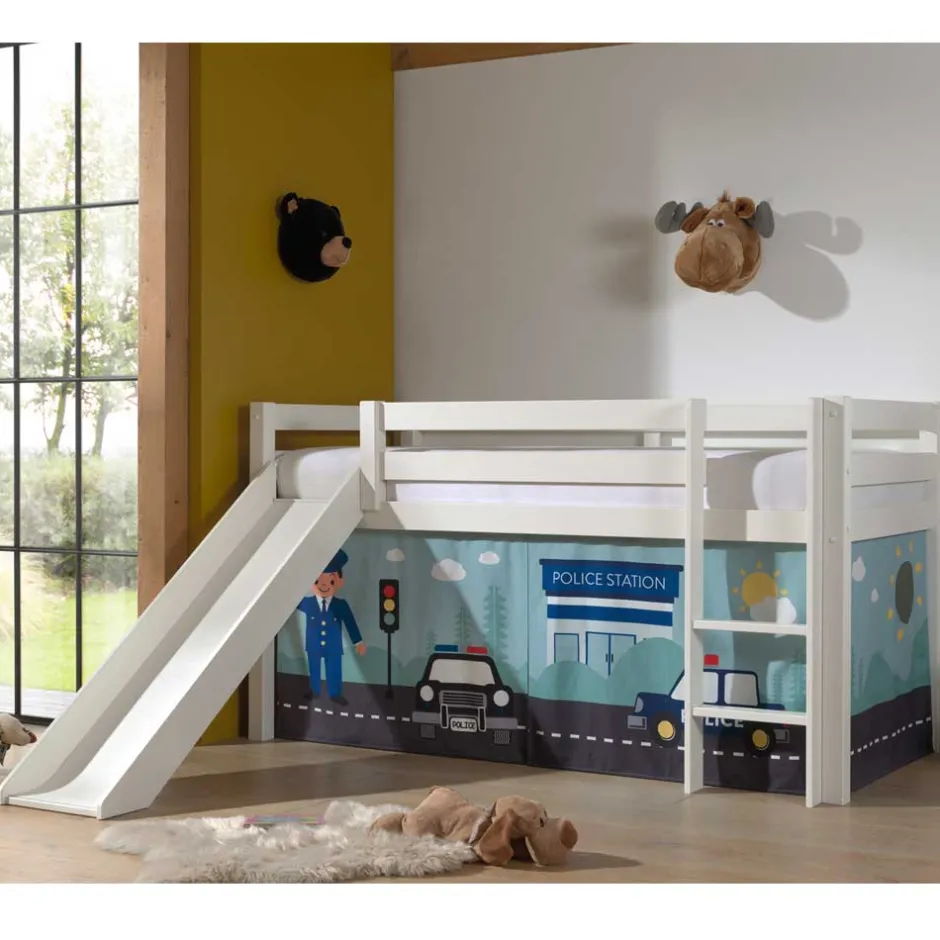 Kinder Wohnen Polizei Abenteuerbett Hochbett in Weiß - Occitan