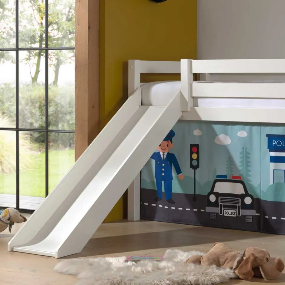 Kinder Wohnen Polizei Abenteuerbett Hochbett in Weiß - Occitan