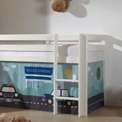 Kinder Wohnen Polizei Abenteuerbett Hochbett in Weiß - Occitan
