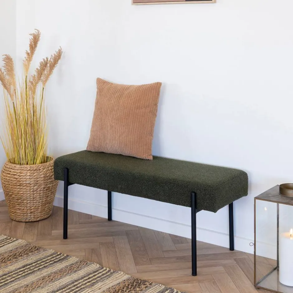 Wohnen Polsterbank in Dunkelgrün Boucle - Barahona