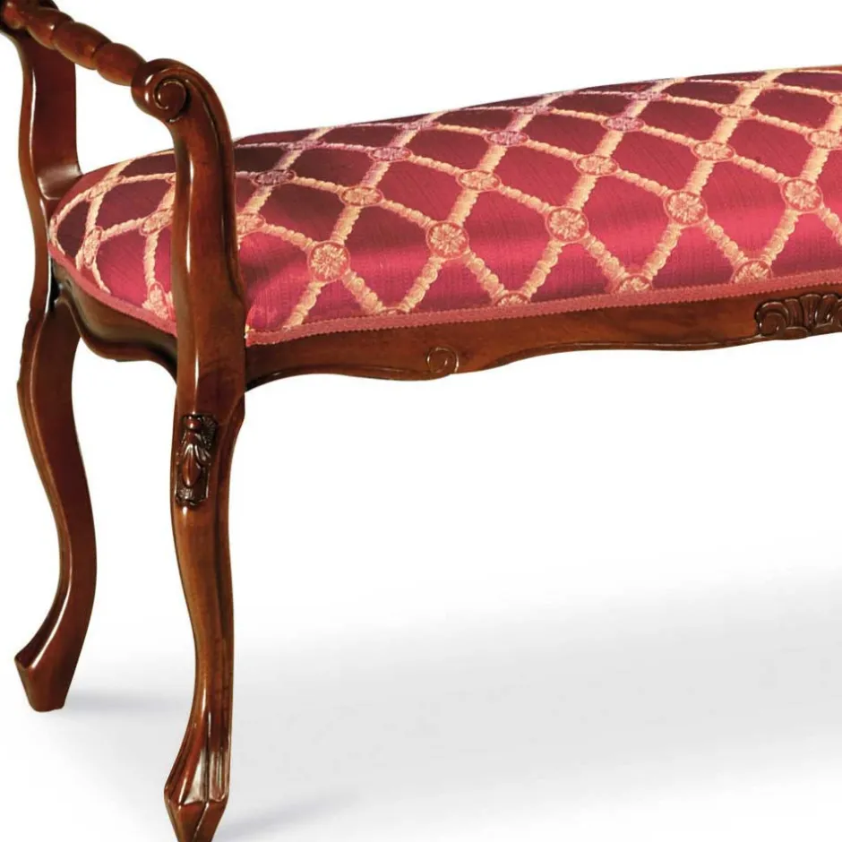 Wohnen Polsterbank in Rot Gold Muster Magari mit Holz Nussbaumfarben