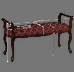 Wohnen Polsterbank in Rot Gold Muster Magari mit Holz Nussbaumfarben