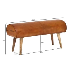 Wohnen Polsterbank mit Ledersitz in Cognac Braun - Tonas