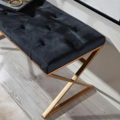 Polsterbank mit X-Füßen in Schwarz Samt - Felda^Wohnen Best