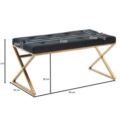 Polsterbank mit X-Füßen in Schwarz Samt - Felda^Wohnen Best