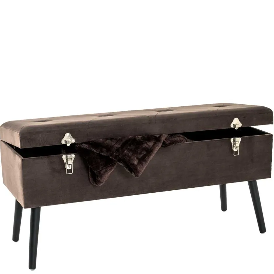 Wohnen Polsterbank Truhe aus Samt in Taupe - Landhuis