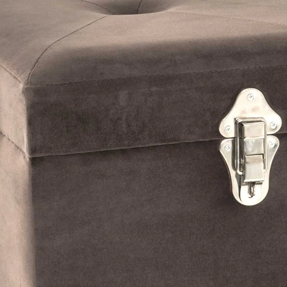 Wohnen Polsterbank Truhe aus Samt in Taupe - Landhuis