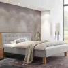 Wohnen Polsterbett Doppelbett in Grau Stoff - Pays