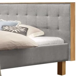 Wohnen Polsterbett Doppelbett in Grau Stoff - Pays