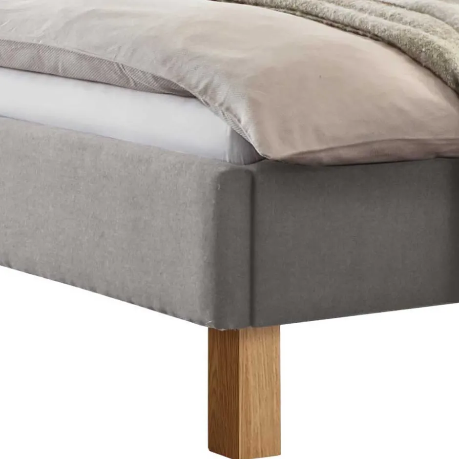 Wohnen Polsterbett Doppelbett in Grau Stoff - Pays