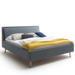 Polsterbett in Blaugrau & Eiche Natur - Grafics^Wohnen Clearance