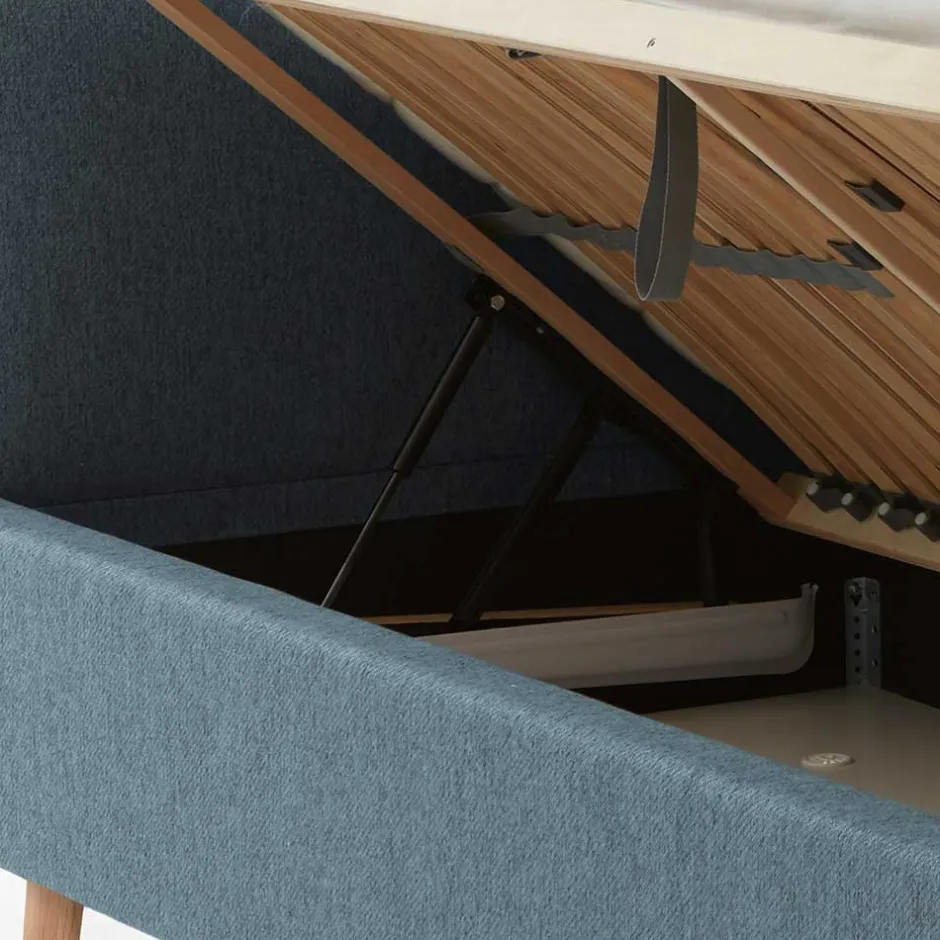 Polsterbett in Blaugrau & Eiche Natur - Grafics^Wohnen Clearance