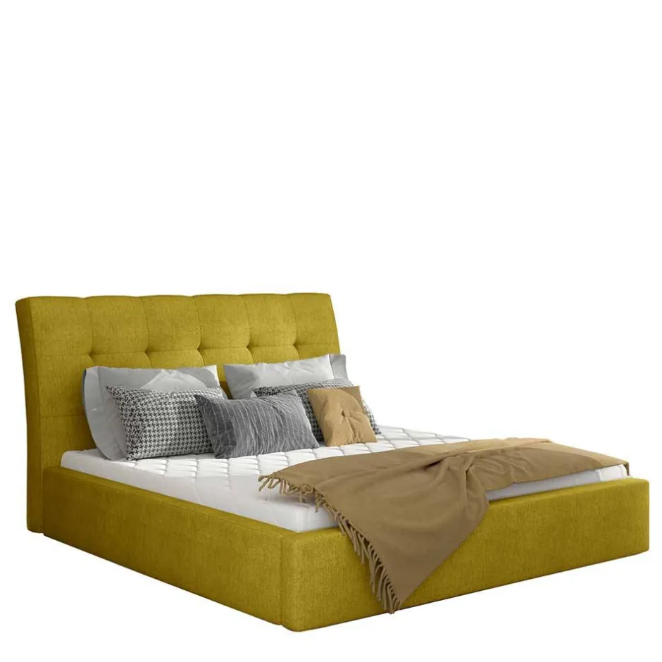 Wohnen Polsterbett in Currygelb Stoffbezug - Rosiblo
