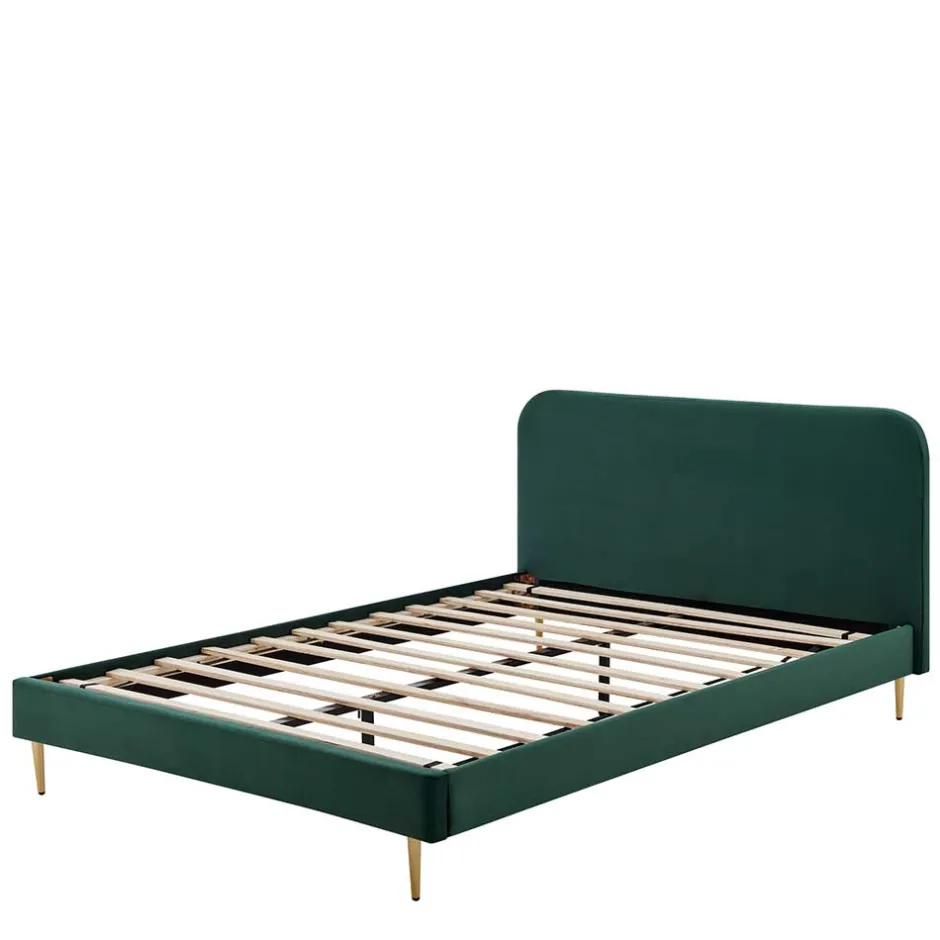 Wohnen Polsterbett in Dunkelgrün Samt - Pleasure