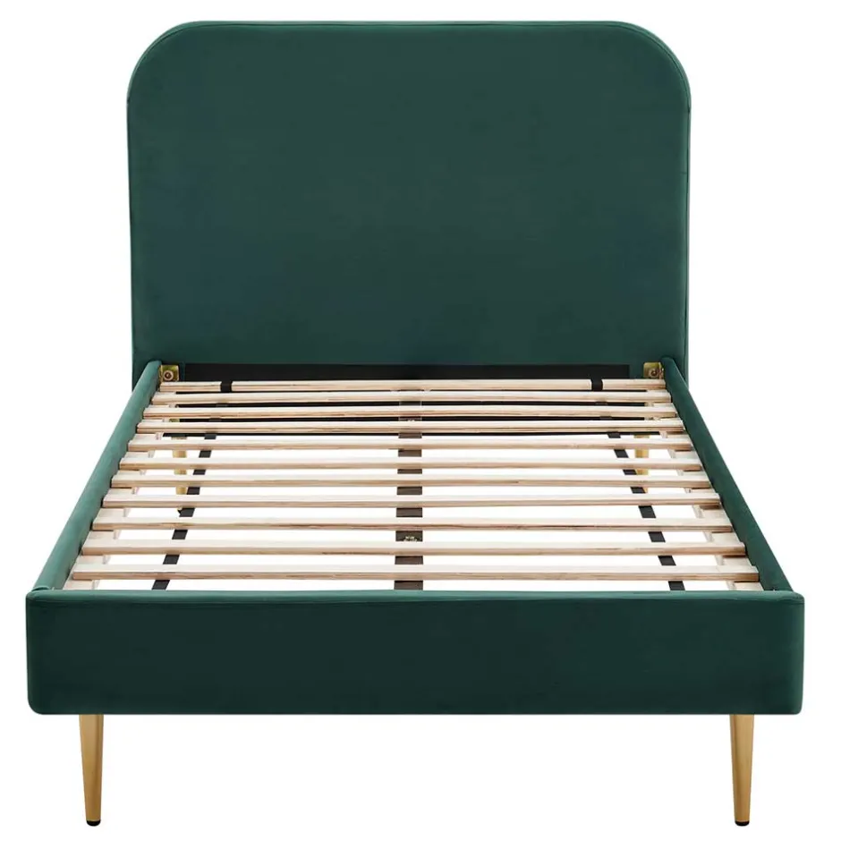 Wohnen Polsterbett in Dunkelgrün Samt - Pleasure