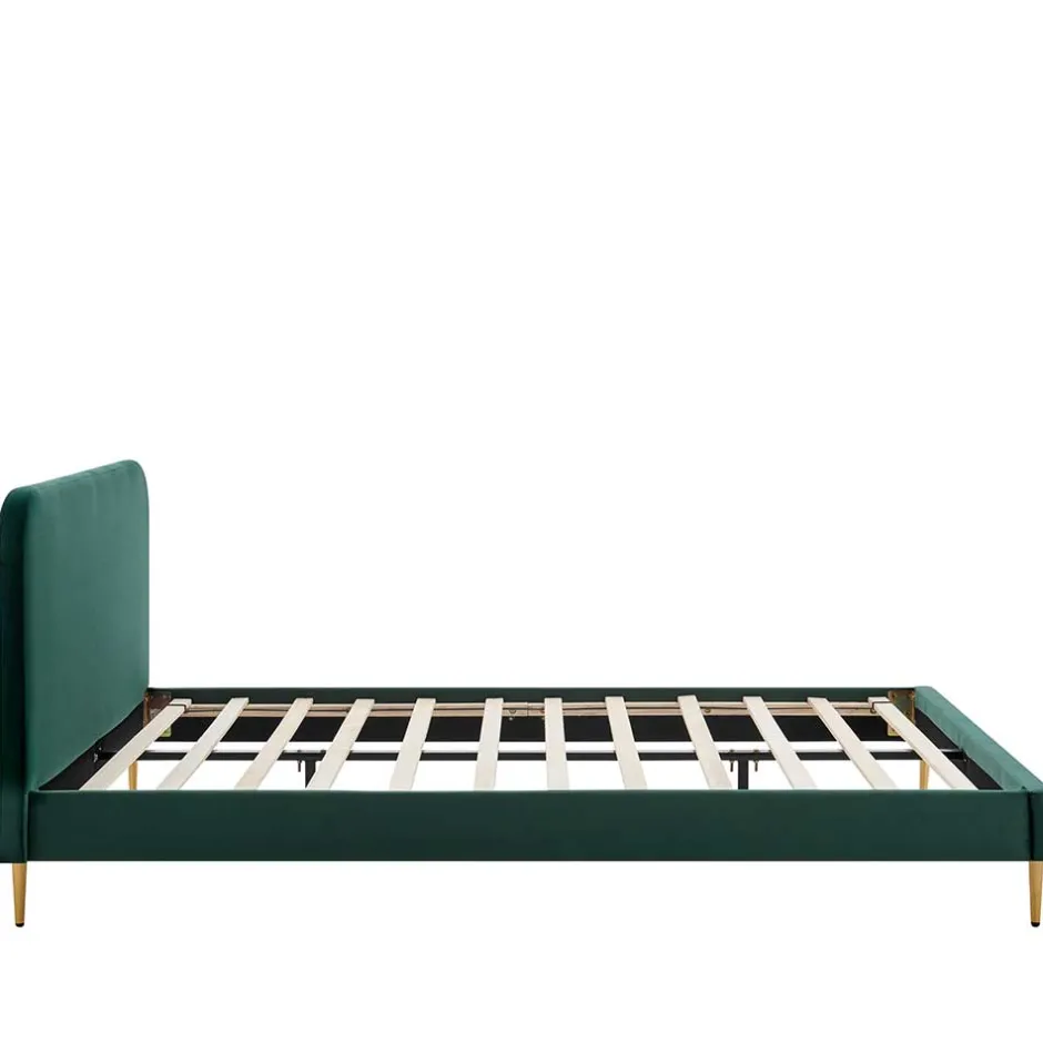 Wohnen Polsterbett in Dunkelgrün Samt - Pleasure