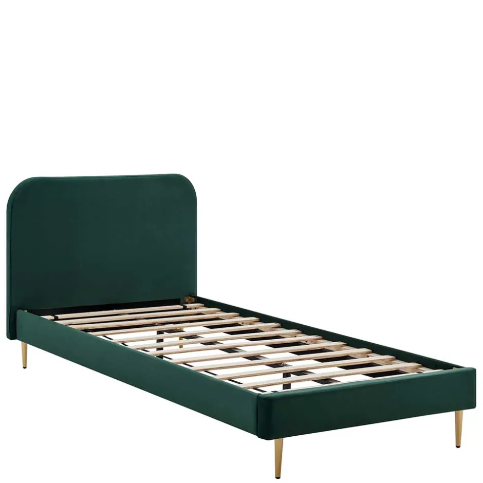 Wohnen Polsterbett in Dunkelgrün Samt - Pleasure