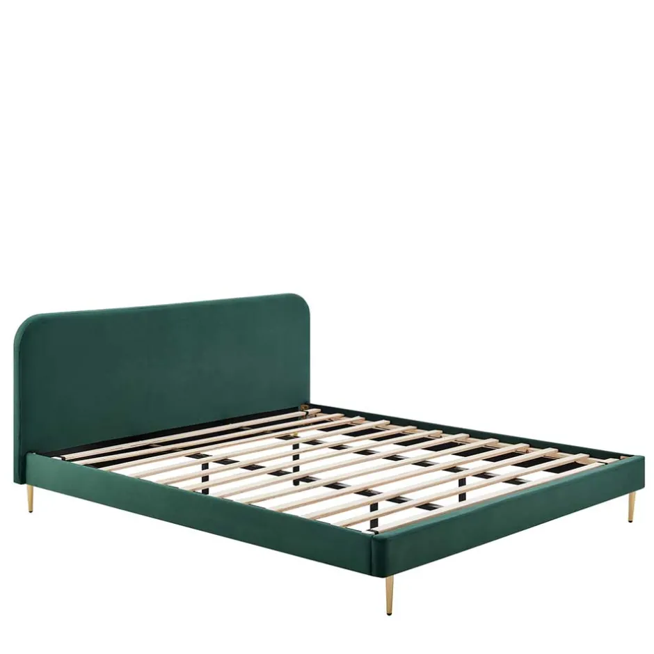 Wohnen Polsterbett in Dunkelgrün Samt - Pleasure