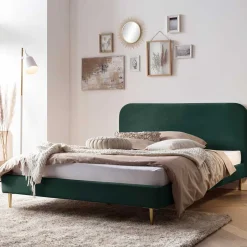 Wohnen Polsterbett in Dunkelgrün Samt - Pleasure