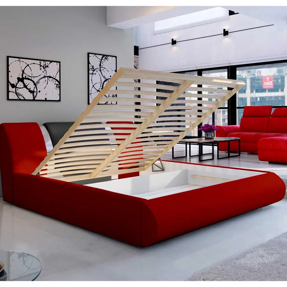 Wohnen Polsterbett in Rot mit Schwarz - Hawaian