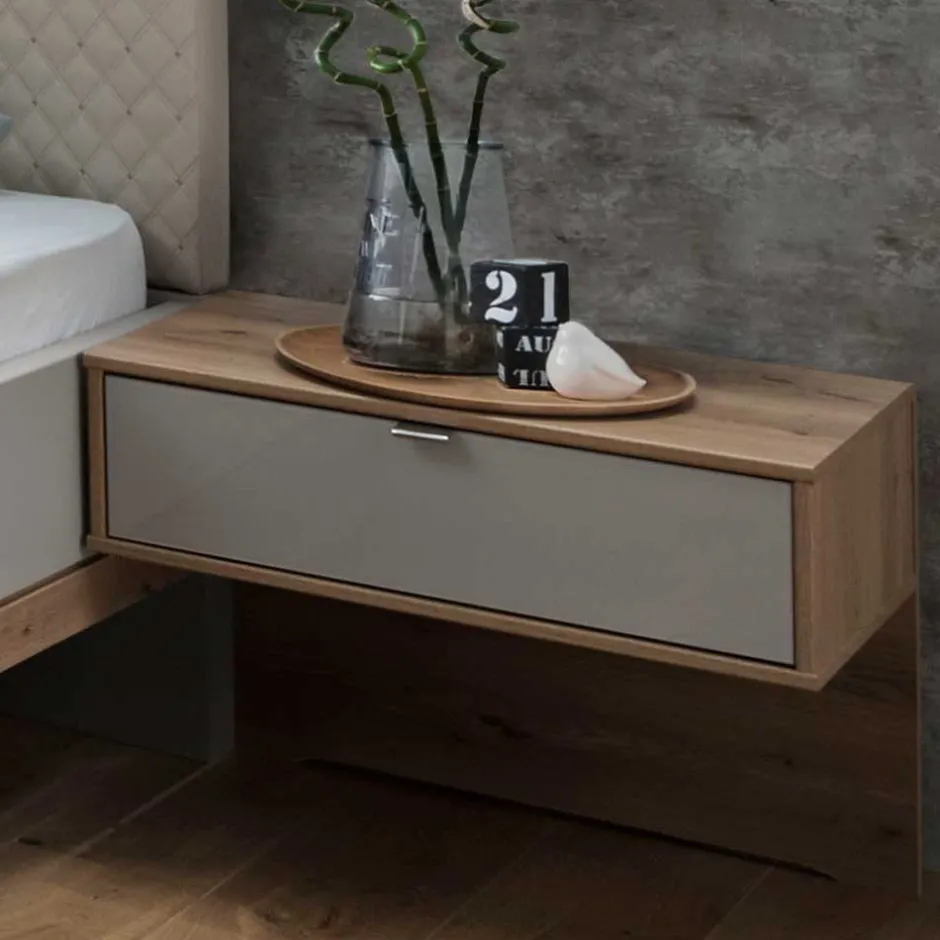 Wohnen Polsterbett mit Hänge-Nachttischen - Crascanu (dreiteilig)